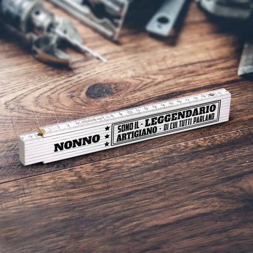 Metro pieghevole personalizzato in legno da 2 metri, regalo personalizzabile per papà e nonno - Leggendario – Motiv 2