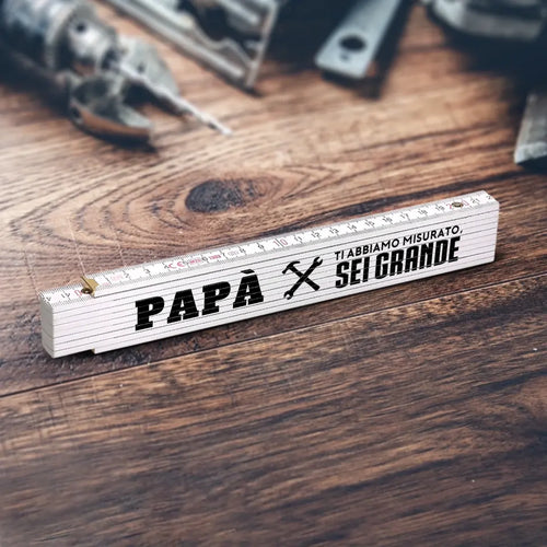 Zollstock pieghevole personalizzato con nome per genitori, in legno robusto da 2 metri – Motiv 2