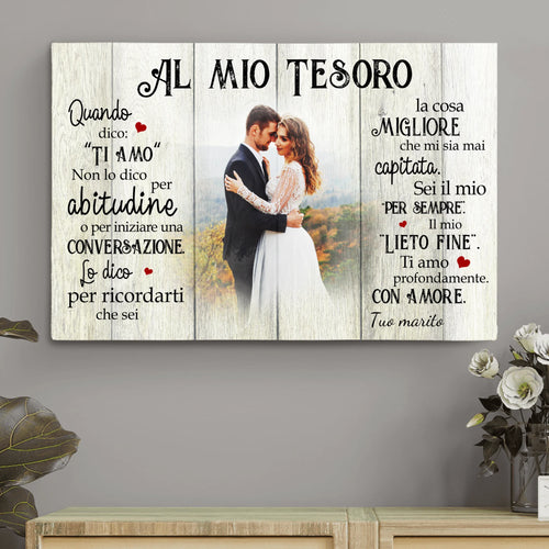 Tela personalizzata per coppie Il mio lieto fine con cornice in legno massello e stampa ad alta qualità – Motiv 2