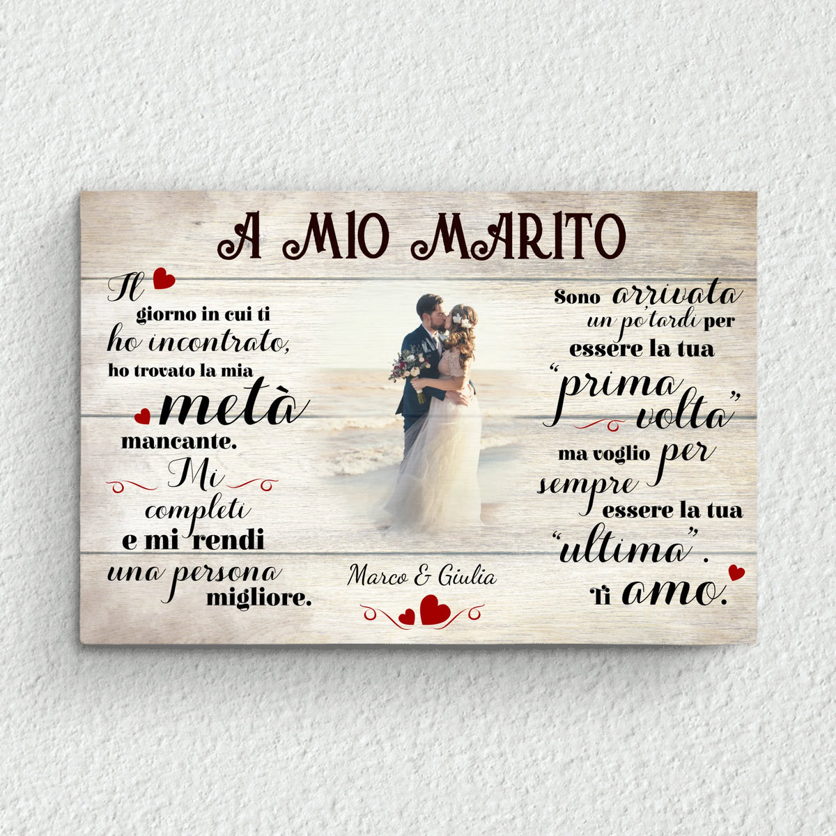 Tela personalizzata per coppie Il mio lieto fine con cornice in legno massello e stampa ad alta qualità