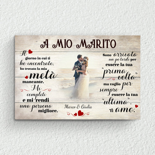 Tela personalizzata per coppie Il mio lieto fine con cornice in legno massello e stampa ad alta qualità