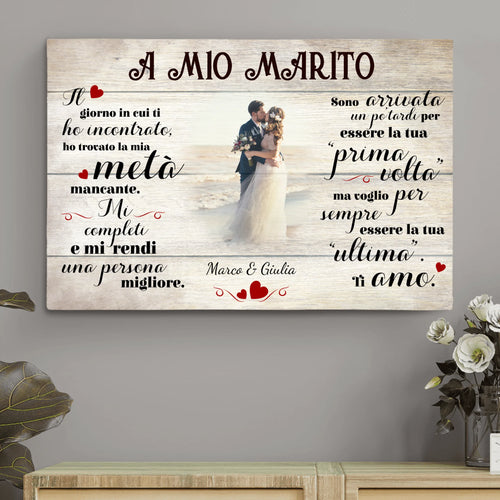 Tela personalizzata per coppie Il mio lieto fine con cornice in legno massello e stampa ad alta qualità – Motiv 2