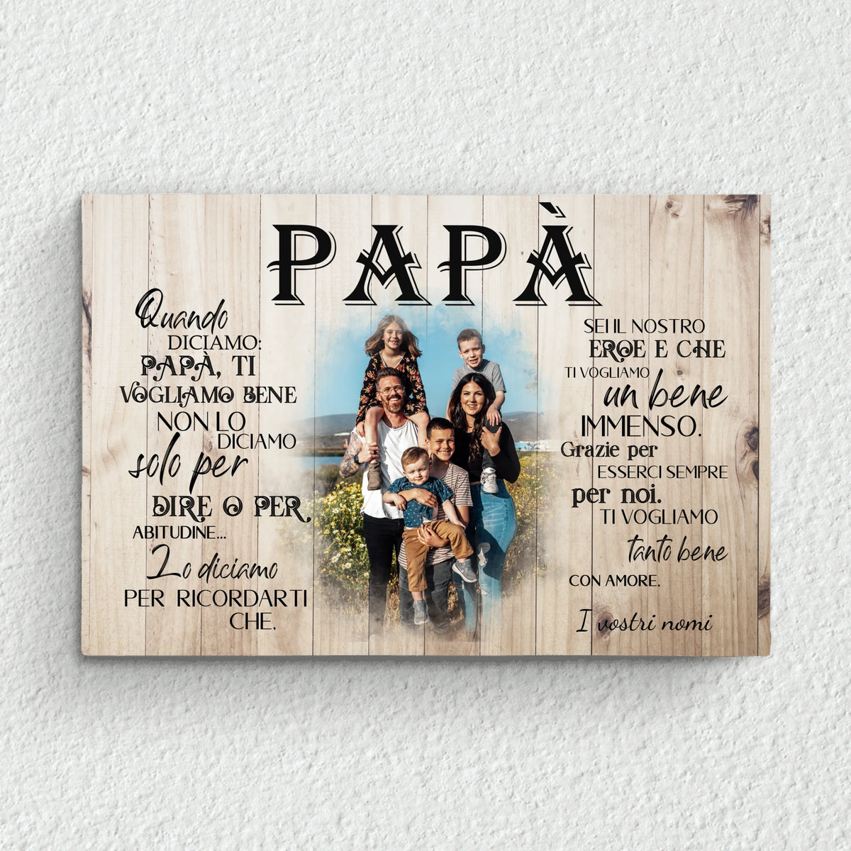 Tela personalizzata per papà con stampa nitida, colori intensi e cornice in legno massello - regalo per genitori