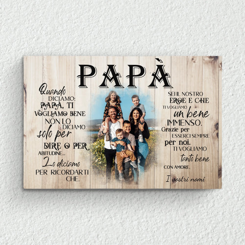 Tela personalizzata per papà con stampa nitida, colori intensi e cornice in legno massello - regalo per genitori