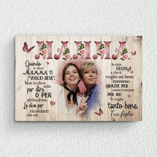 Tela personalizzata per la mamma con cornice in legno massello, stampa nitida e colori brillanti