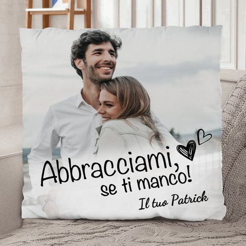 Cuscino per coppia personalizzato Quando ti manco con nomi incisi, morbido peluche premium