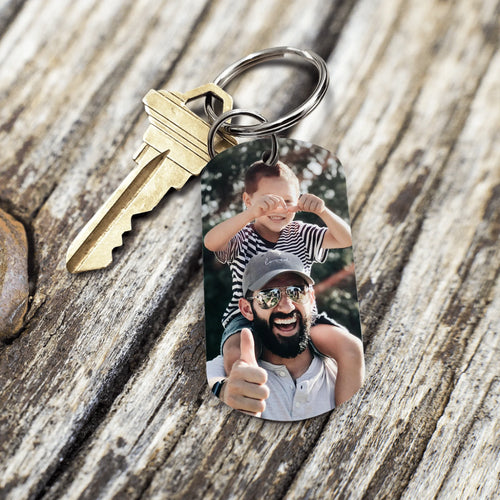 Portachiavi personalizzato Miglior Papà in metallo con stampa su entrambi i lati, acciaio inossidabile – Motiv 2