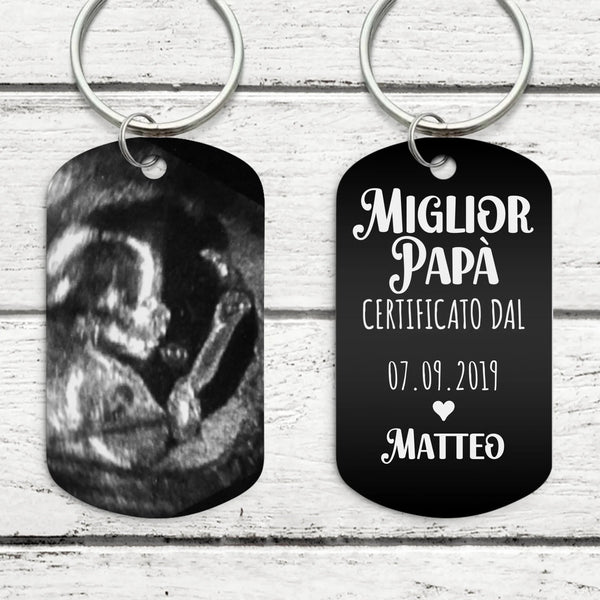Miglior Papà - Portachiavi per genitori (Incisione - nero/bianco)
