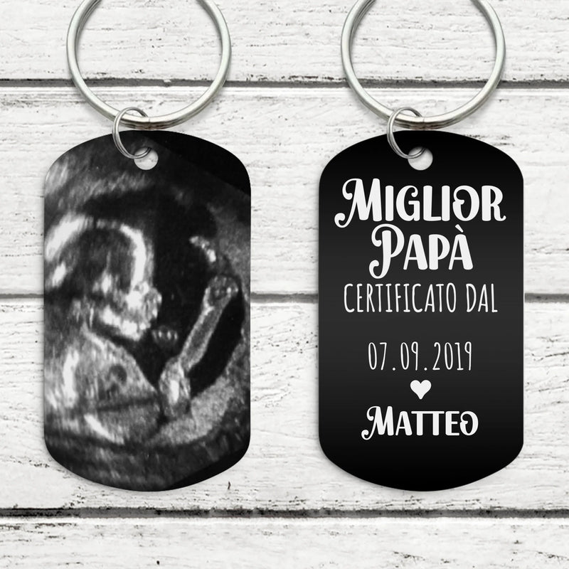 Miglior Papà - Portachiavi per genitori (Incisione - nero/bianco)