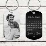 La nostra giornata - Portachiavi con foto e anniversario per coppie (Incisione - Nero/Bianco)
