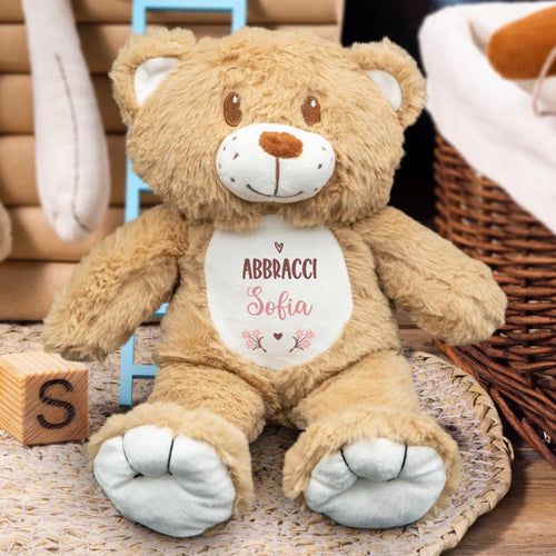 Orsetto peluche personalizzato morbido 35 cm con nome personalizzabile, regalo Guarisci presto