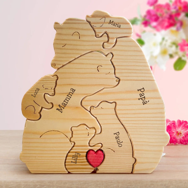 Orsi famiglia - Graziosi orsetti in legno personalizzati da mostrare alla famiglia