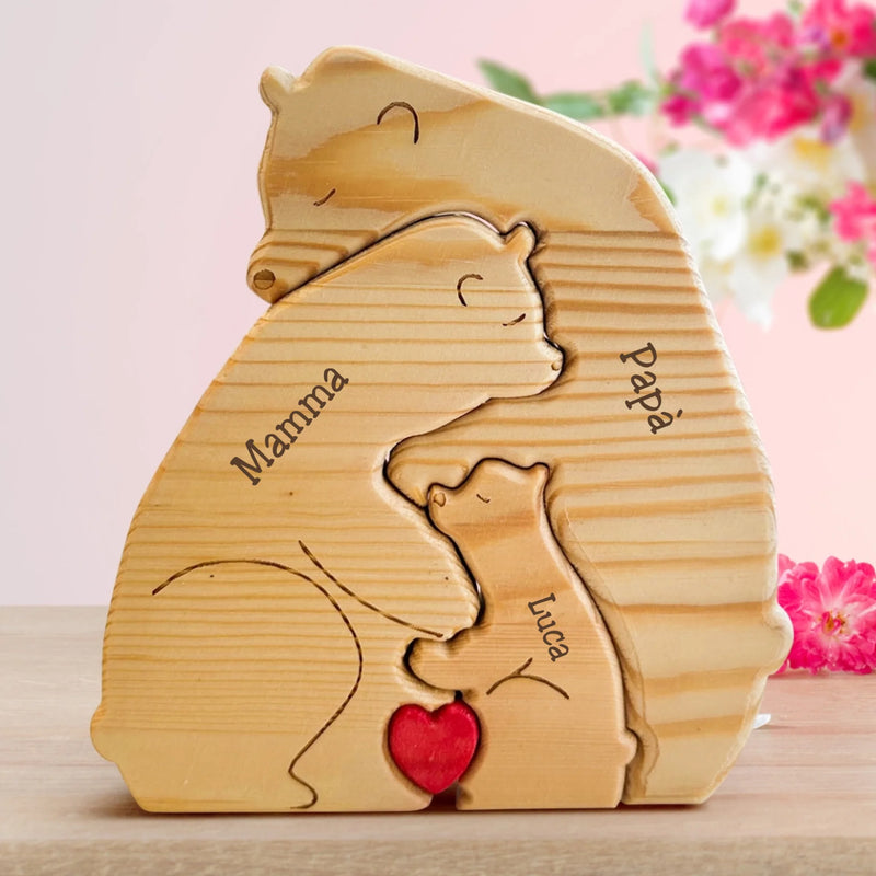Orsi famiglia - Graziosi orsetti in legno personalizzati da mostrare alla famiglia