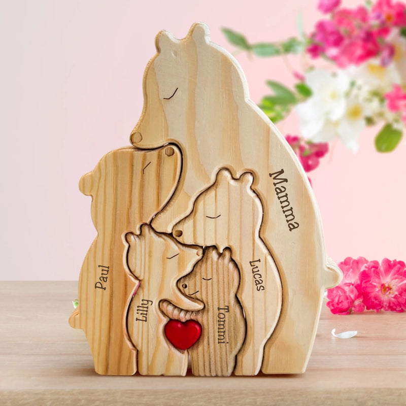 Orsi famiglia - Graziosi orsetti in legno personalizzati da mostrare alla famiglia