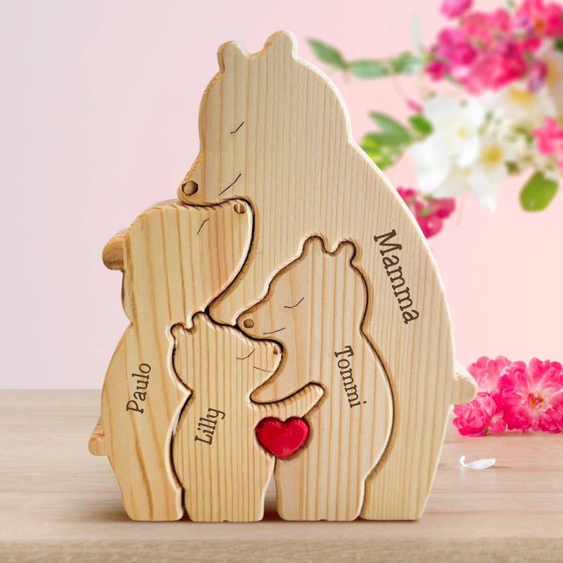 Orsi famiglia - Graziosi orsetti in legno personalizzati da mostrare alla famiglia