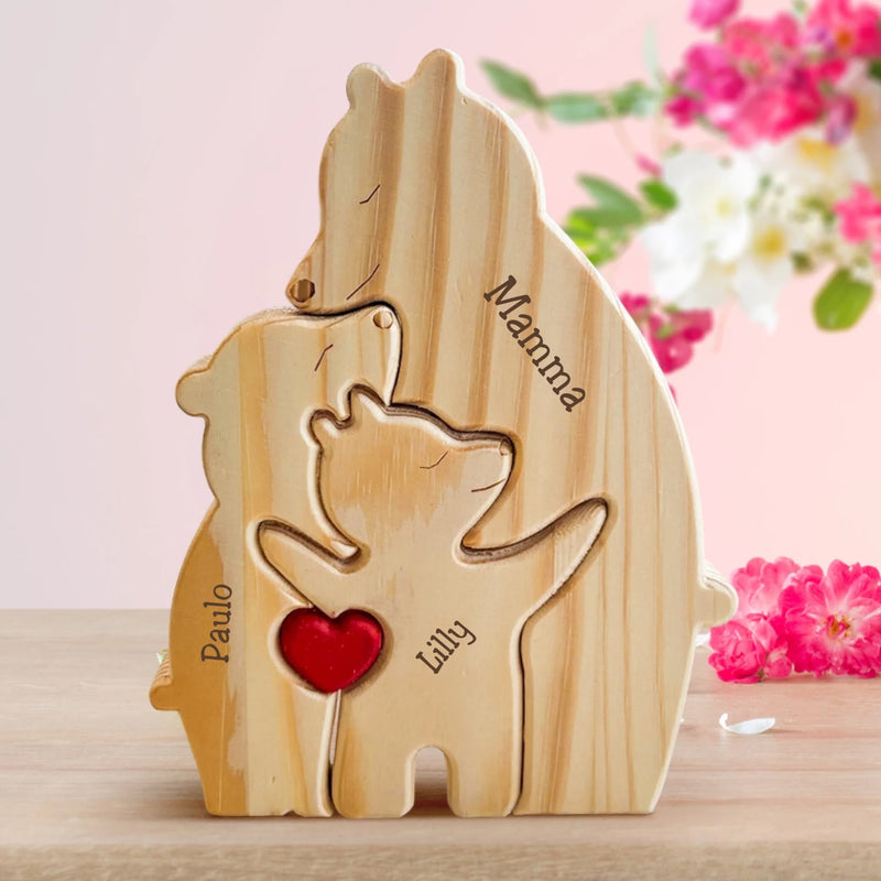 Orsi famiglia - Graziosi orsetti in legno personalizzati da mostrare alla famiglia
