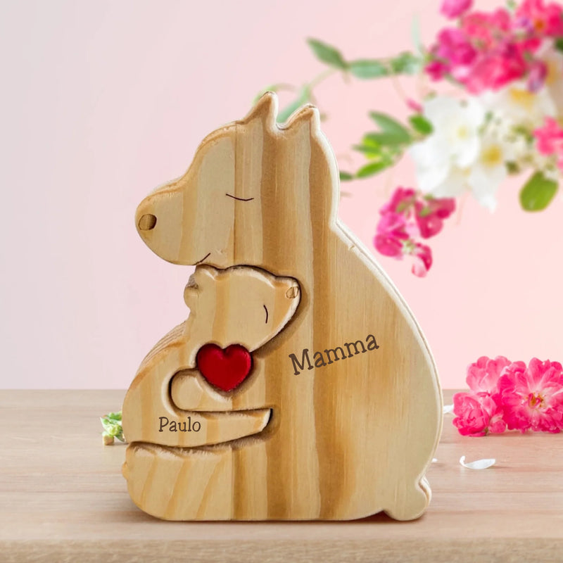 Orsi famiglia - Graziosi orsetti in legno personalizzati da mostrare alla famiglia