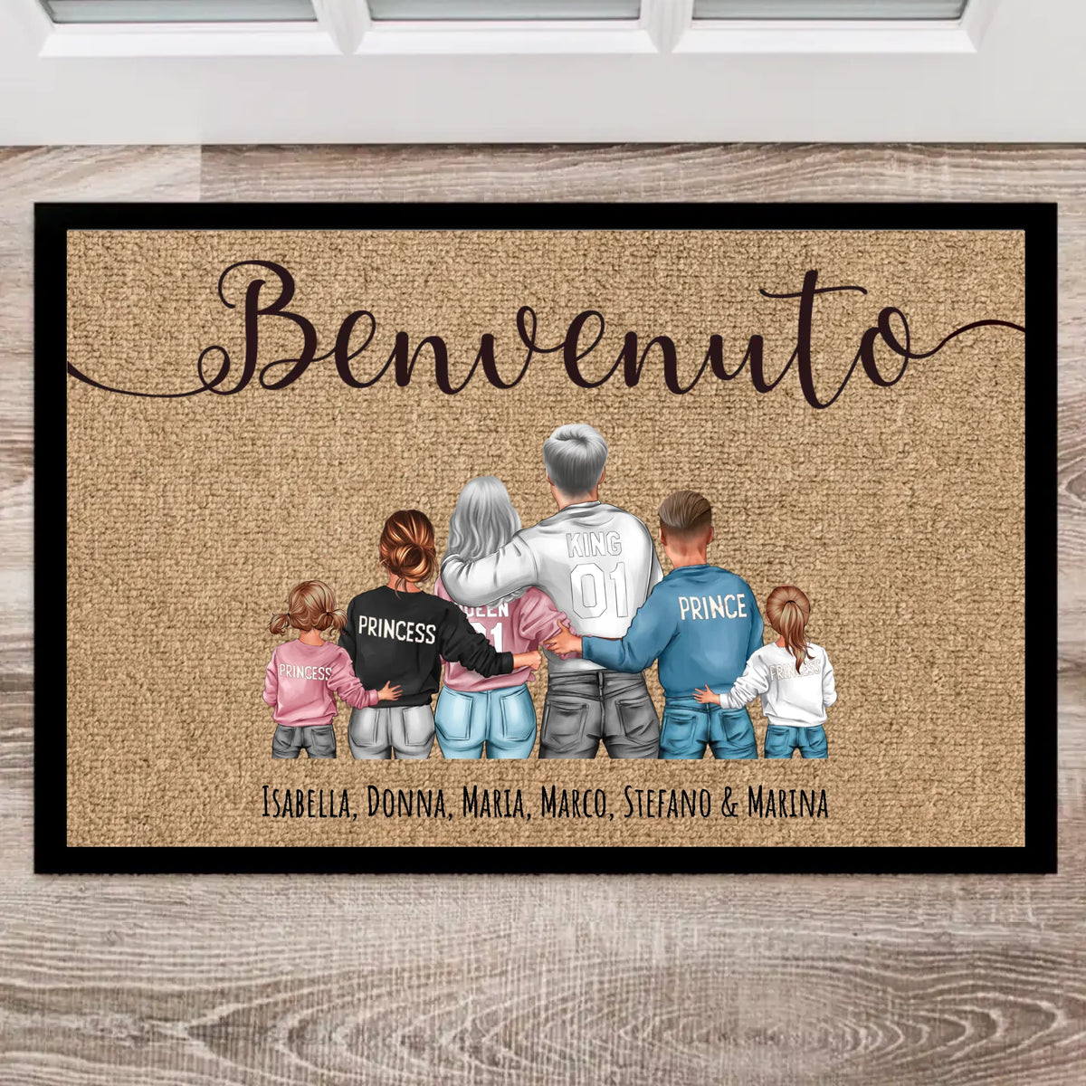 Fußmatte personalizziert Familie mit Design Noi, antiscivolo, perfekt als Geschenk