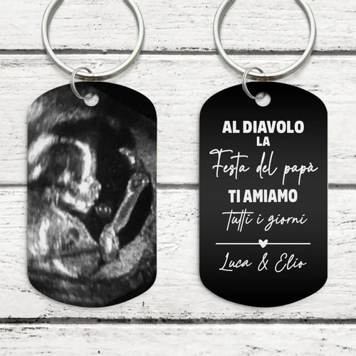 Portachiavi nero inciso personalizzato per genitori, in alluminio, con incisione su entrambi i lati – regalo festa del papà