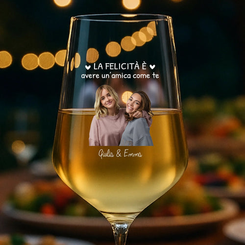 Calice da vino personalizzato con foto per migliori amiche, stampa UV-DTF 450ml