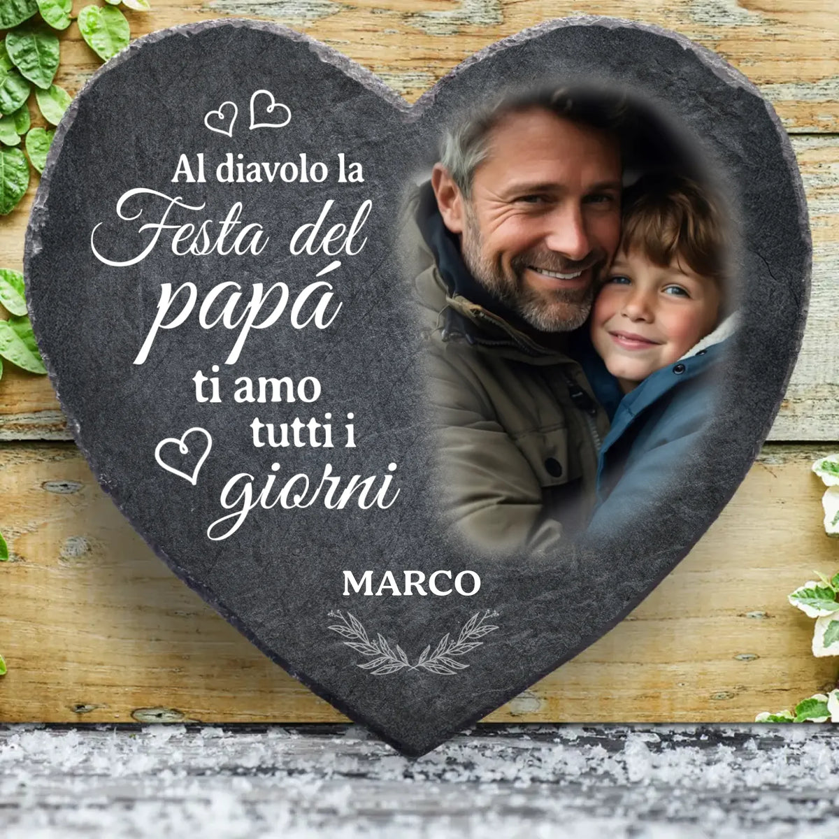 Cuore in ardesia personalizzabile con incisione laser per la Festa del papà, design elegante e resistente