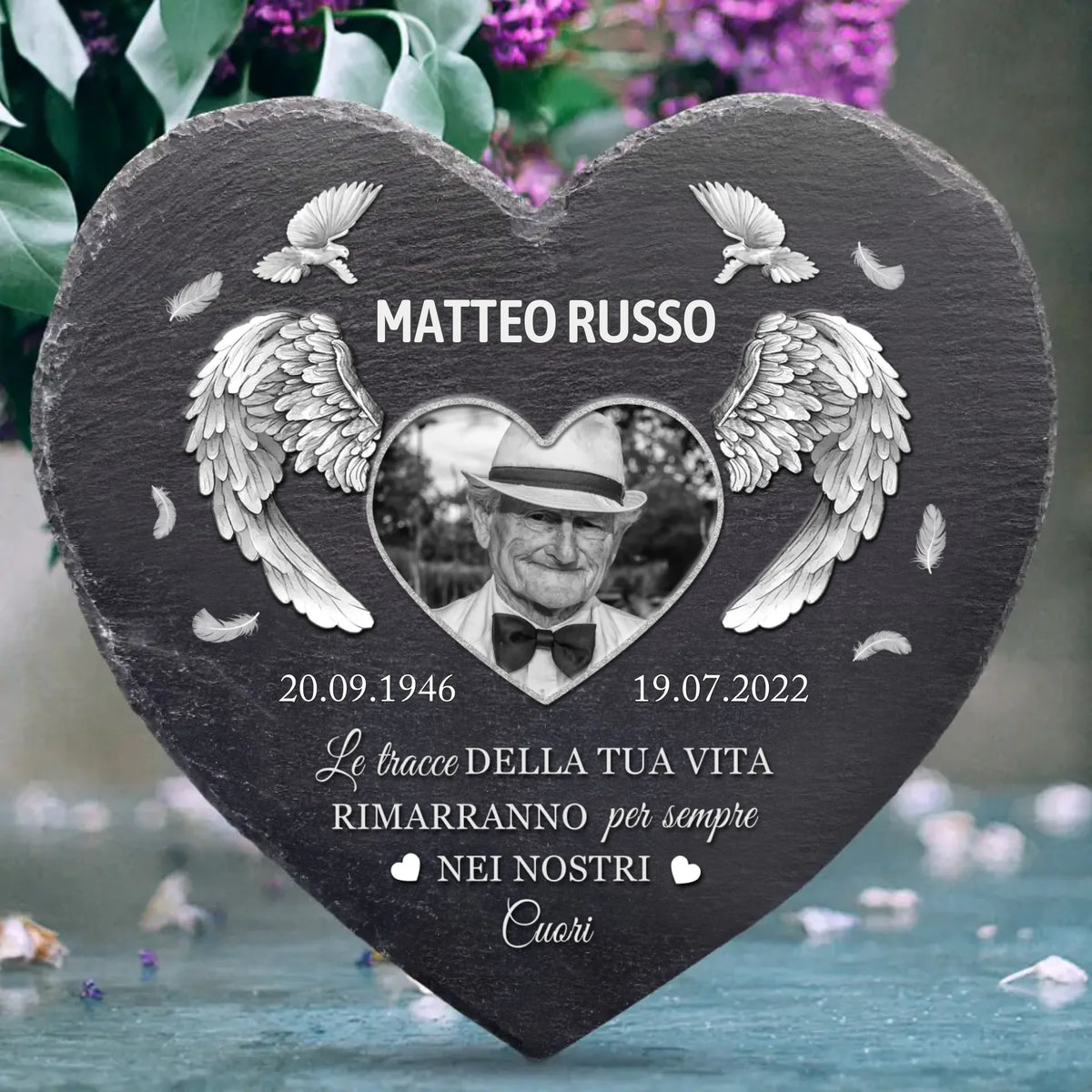 Cuore in ardesia personalizzato Per sempre con nome inciso, regalo commemorativo resistente agli agenti atmosferici