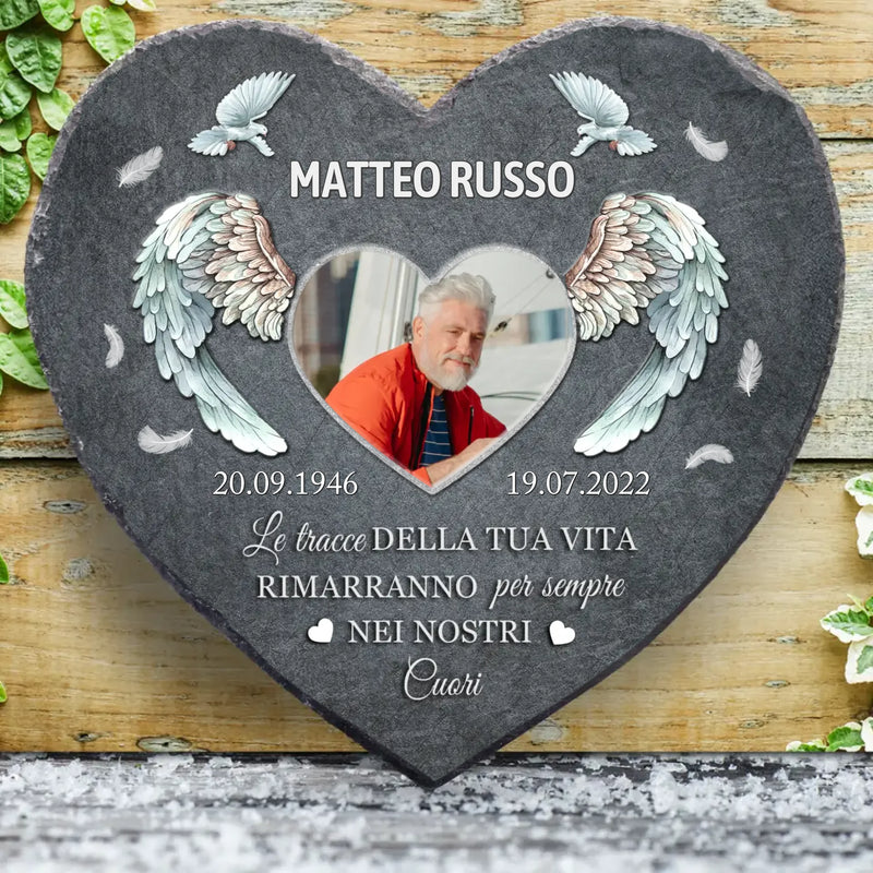 Per sempre – Cuore in ardesia personalizzato come ricordo della persona cara