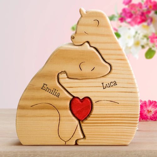 Orsi famiglia in legno con nomi personalizzati, decorazione per casa – Motiv 2
