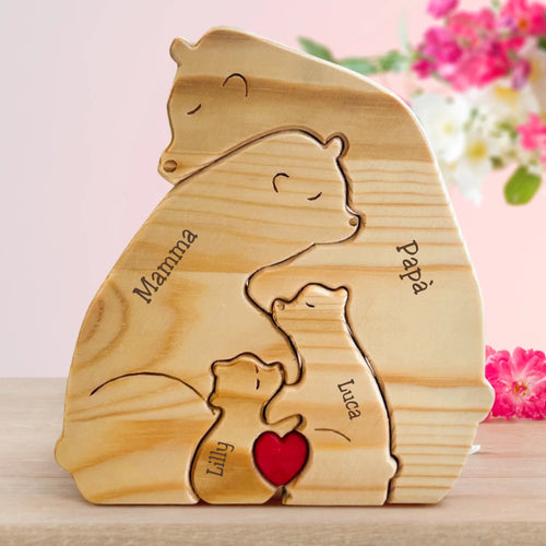 Orsi famiglia in legno con nomi personalizzati, decorazione per casa