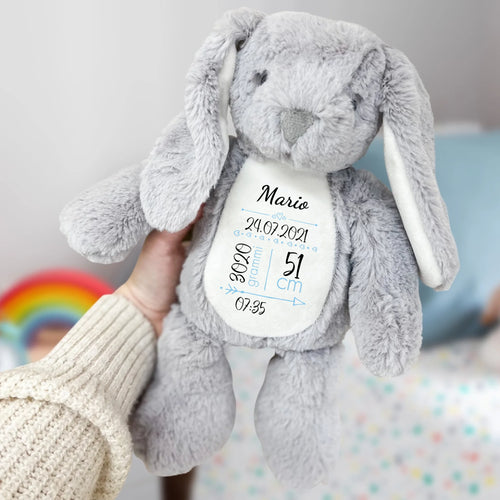 Peluche coniglietto morbido personalizzabile 34 cm per bambini, tessuto premium senza sostanze chimiche – Motiv 2
