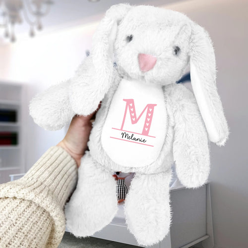 Peluche coniglio personalizzato morbido con nome, stoffhase 34 cm in tessuto premium per bambini