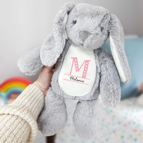 Peluche coniglio personalizzato morbido con nome, stoffhase 34 cm in tessuto premium per bambini – Motiv 2