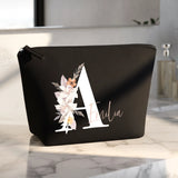 La tua iniziale - Pochette cosmetica in feltro con iniziale floreale e nome personalizzato