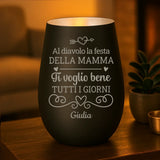 Regalo personalizzato: portacandela nero e argento con incisione dei nomi - realizzato par Love & Faith