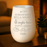 Regalo personalizzato: portacandela bianco e argento con incisione dei nomi - realizzato da Love & Faith