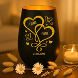 Regalo personalizzato: portacandela nero e oro con incisione dei nomi - realizzato da Love & Faith