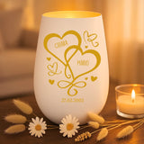 Regalo personalizzato: portacandela bianco e oro con incisione dei nomi - realizzato per Love & Faith