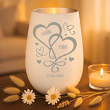 Regalo personalizzato: portocandela bianco a argento con incisione dei nomi - realizzato da Love & Faith