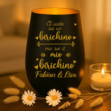 Regalo personalizzato: portacandela nero e oro con incisione dei nomi - realizzato da Love & Faith