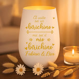 Regalo personalizzato: portacandela bianco e oro con incisione dei nomi - realizzato per Love & Faith