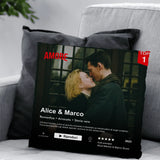 Il nostro film – Cuscino premium personalizzato per coppie con design streaming e caricamento foto