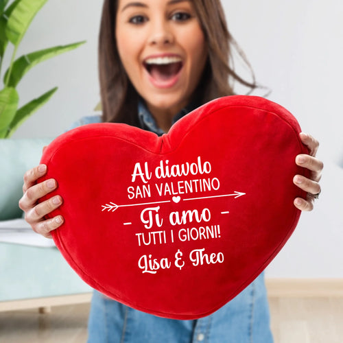Cuscino cuore personalizzabile in peluche morbido, regalo San Valentino per coppie – Motiv 2