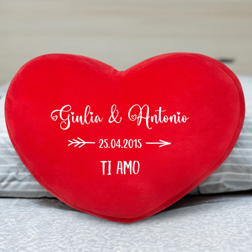 Cuscino a forma di cuore personalizzato per coppie con peluche morbido - Io & Te – Motiv 2