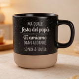 Personalisierte Tasse Steingut schwarz meliert von Love & Faith