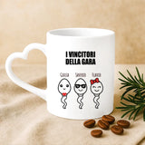 Regalo personalizzato - tazza bianca con manico a forma di cuore e nome personalizzato - realizzata da Love & Faith