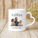 Regalo personalizzato - tazza bianca con manico a forma di cuore e nome personalizzato - realizzata da Love & Faith