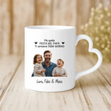 Regalo personalizzato - tazza bianca con manico a forma di cuore e nome personalizzato - realizzata da Love & Faith