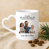 Regalo personalizzato - tazza bianca con manico a forma di cuore e nome personalizzato - realizzata da Love & Faith