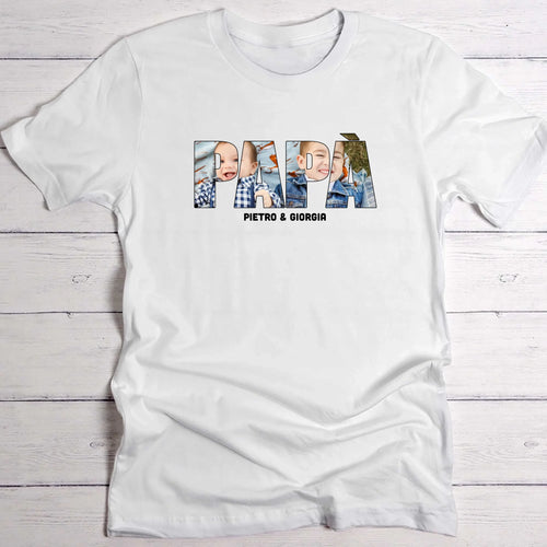 Maglietta personalizzata per papà e nonno con caricamento foto, cotone bianco, stampa DTF di alta qualità – Motiv 2