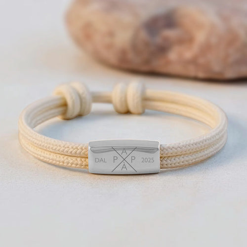 Bracciale personalizzato in corda nautica Capitano con regolazione perfetta, ideale per la festa del papà – Motiv 2